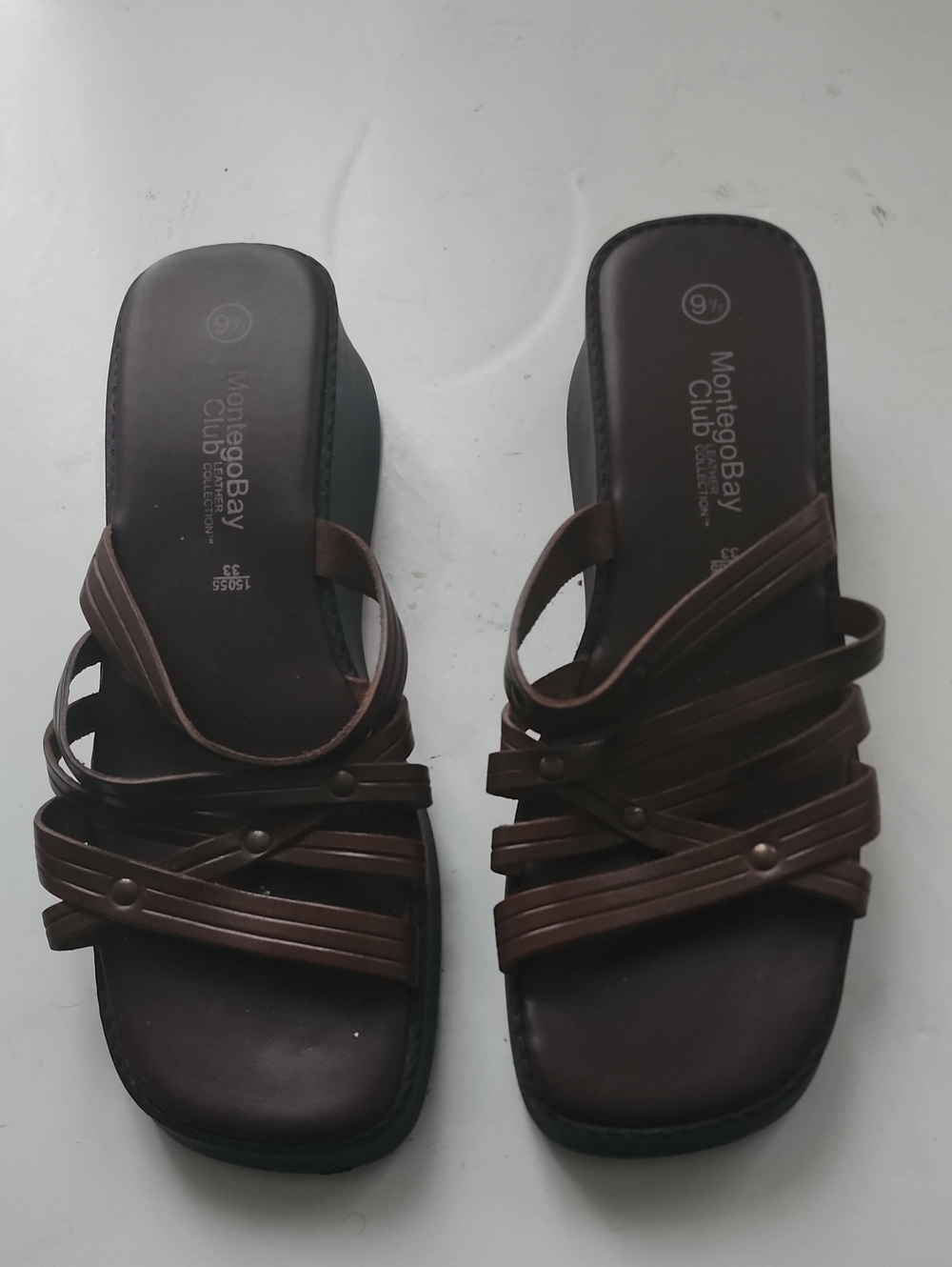 Montego Bay Club Women's Dark Brown Multi-Strap Slide Sandals
